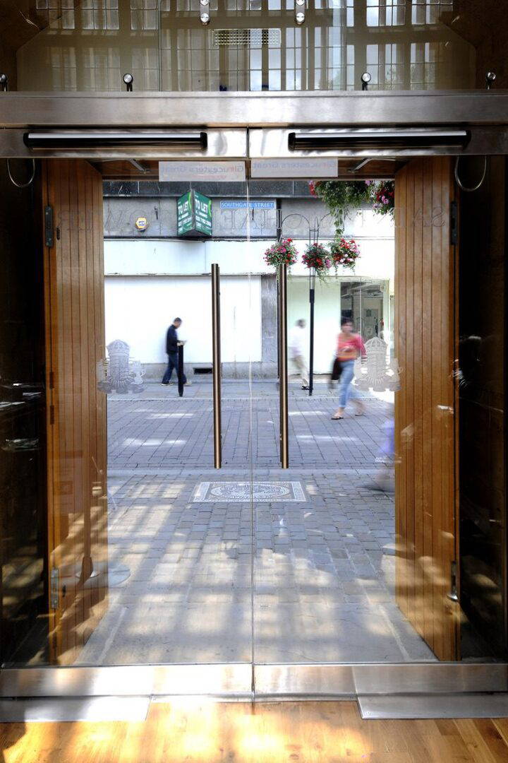 Looking out of the new doors