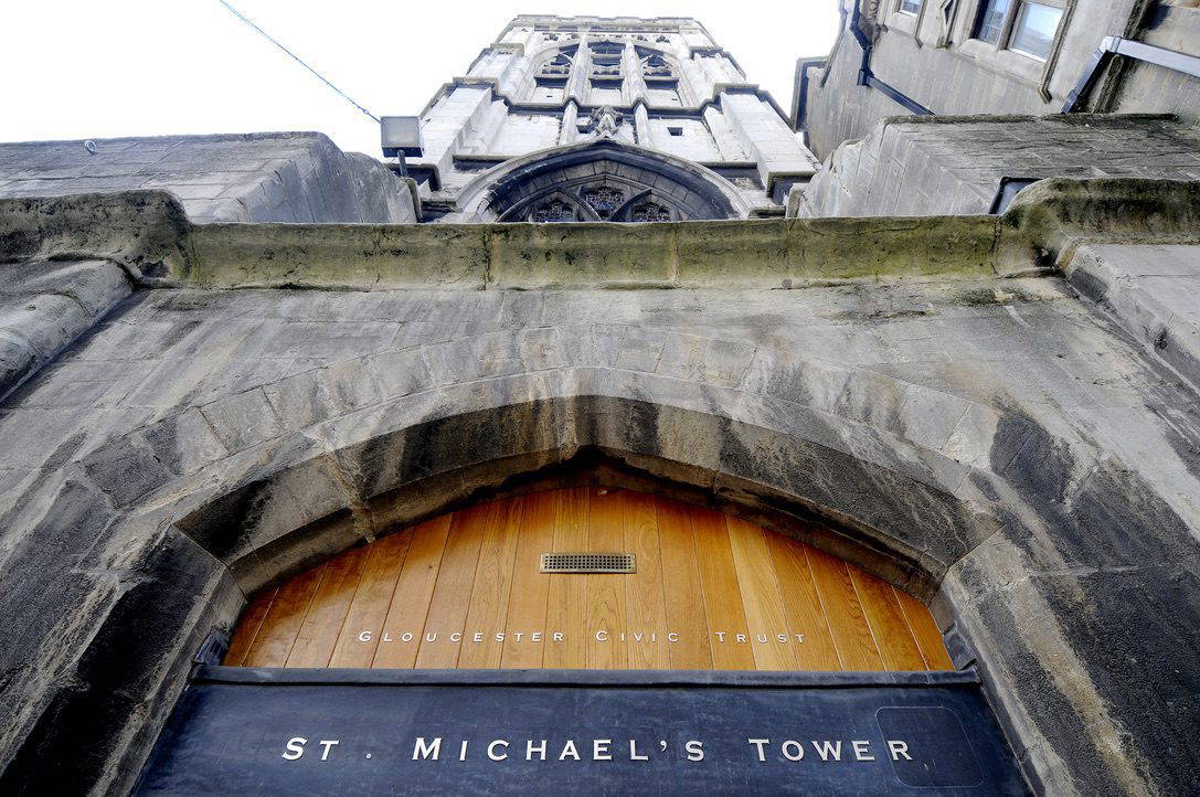 Looking up at the Tower at the front